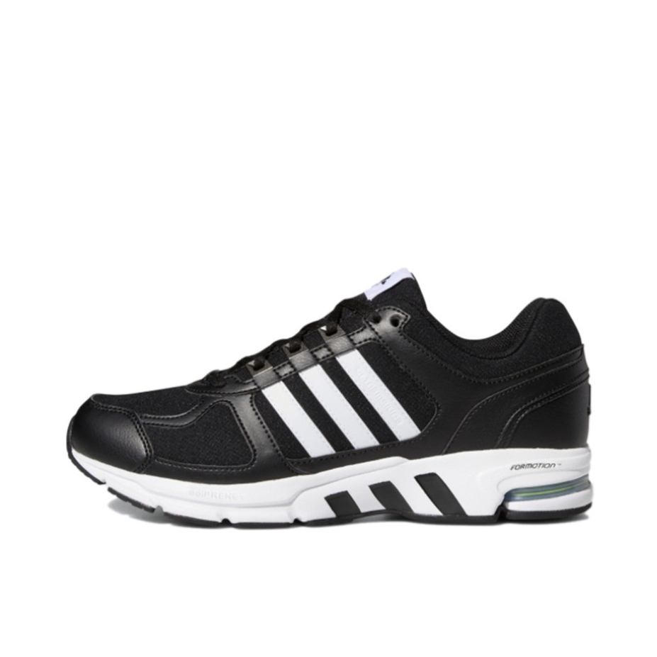 推荐商品：adidas Equipment 10 跑鞋 防滑耐磨网面透气缓震回弹织物合成革碳板气垫防水轻运动 炭黑/白色