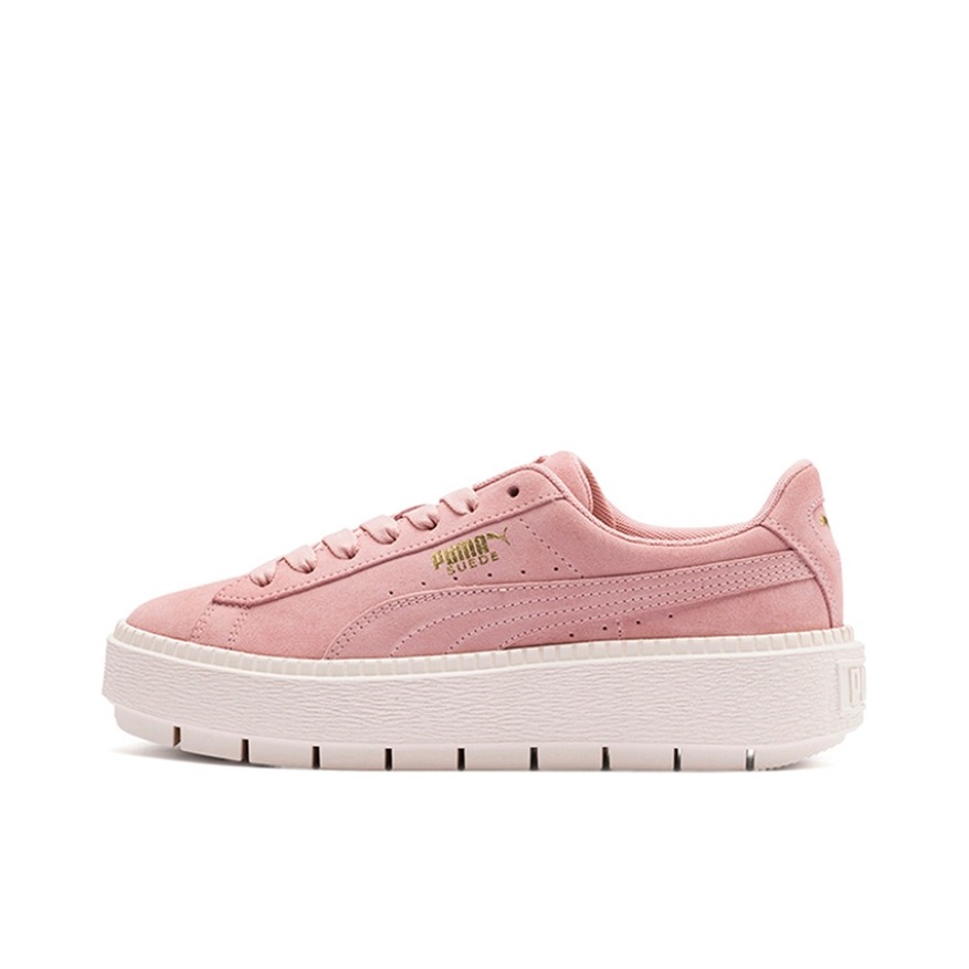 推荐商品：Puma/彪马 Platform Trace 运动休闲鞋 潮流复古圆头松糕底 LightPink/White 粉色/白色
