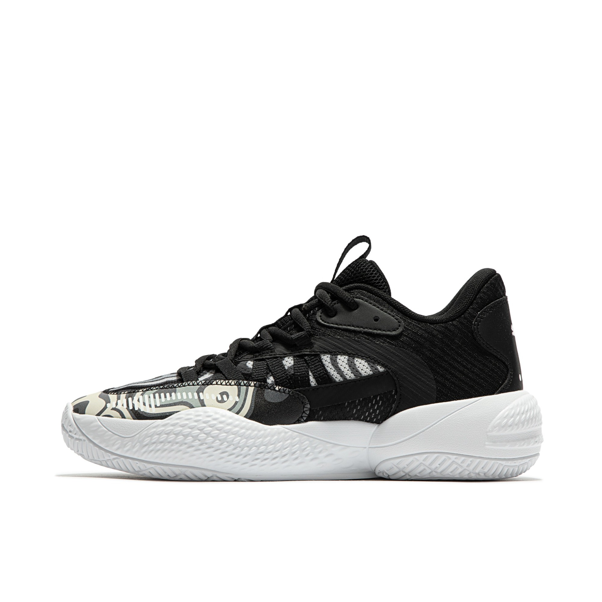 推荐商品：Puma/彪马 Court Rider 2.0 RIDER FOAM 网面透气 轻便减震 防滑耐磨 实战训练 篮球鞋 黑色/矿灰色