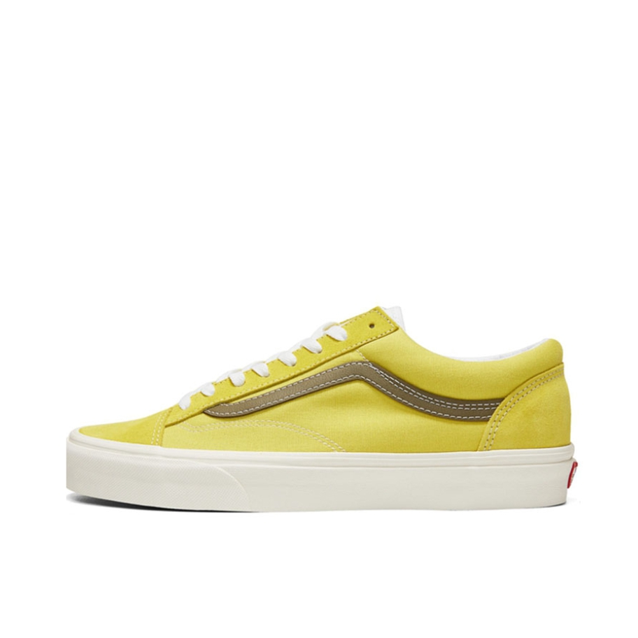 推荐商品：Vans/范斯 Style 36 滑板鞋 板鞋 舒适轻便防滑耐磨复古百搭帆布拼接防水运动 黄色/白底