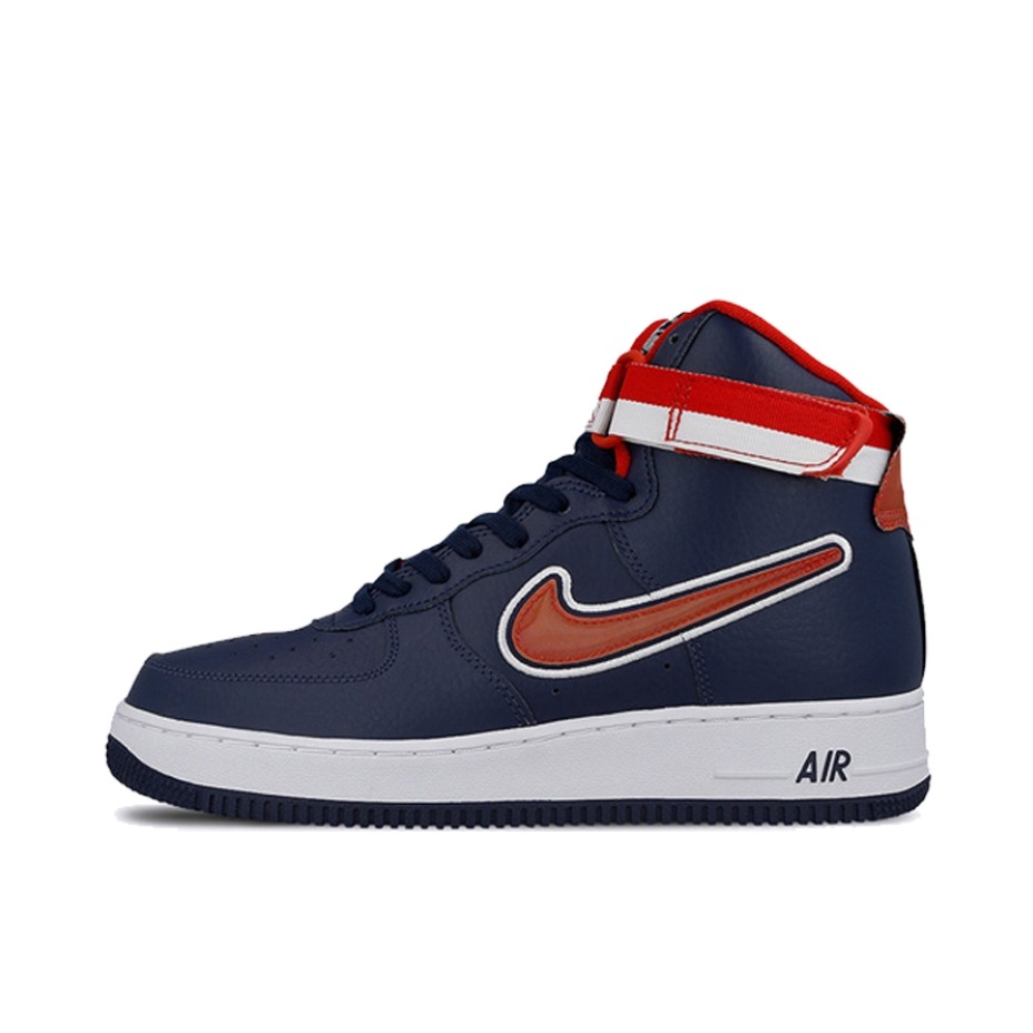推荐商品：Nike Air Force 1 空军一号 板鞋 轻便舒适百搭耐磨防滑复古 High Midnight Navy University Red 高帮/蓝白红
