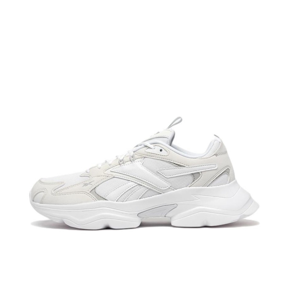 推荐商品：Reebok/锐步 Royal Bridge 4 运动休闲鞋 透气耐磨厚底防滑舒适轻便复古风合成革织物网布经典风减震 纯白色
