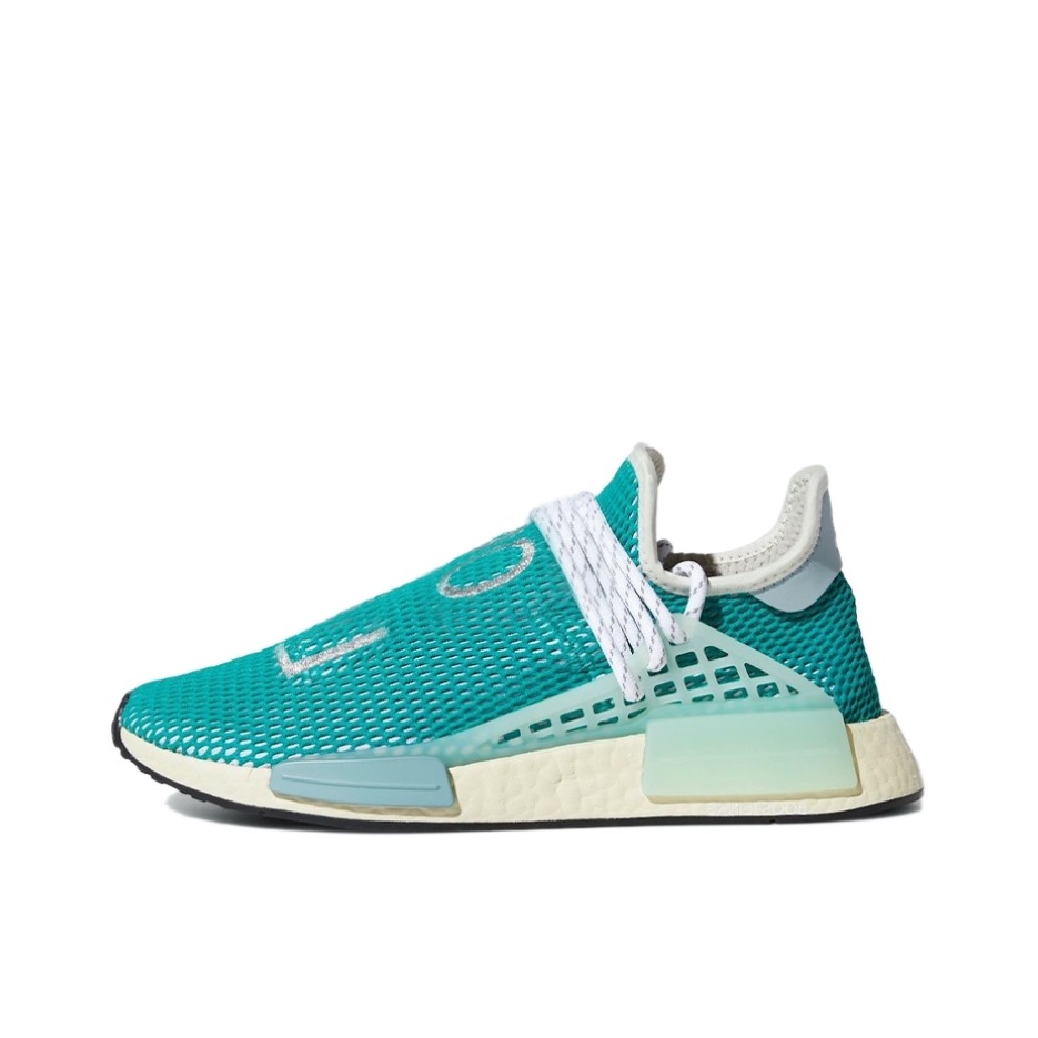 推荐商品：adidas Originals NMD Human Race 防滑耐磨 减震回弹 轻便透气 舒适百搭 织物 增高 运动休闲鞋 Dash Green Pharrell Williams联名/绿色/白色