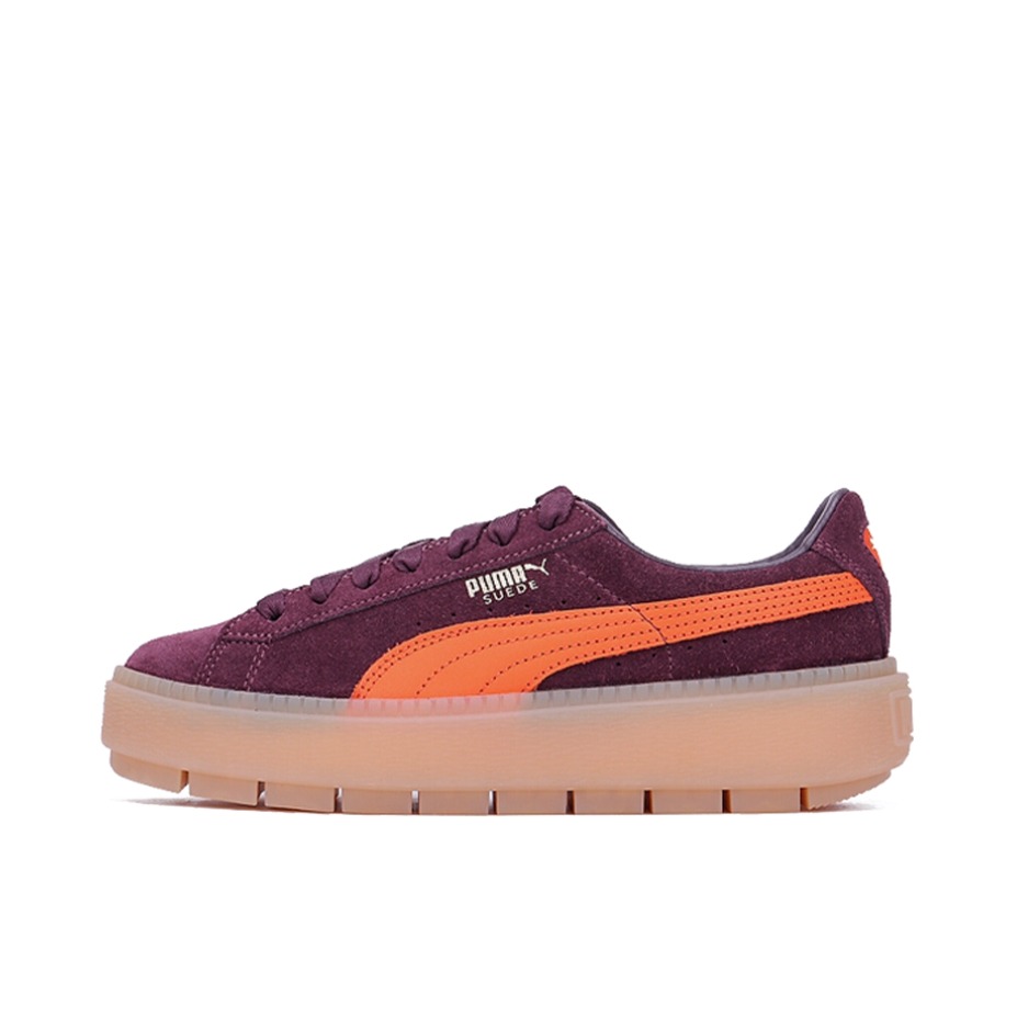 推荐商品：Puma/彪马 Platform Trace 运动休闲鞋 潮流复古圆头松糕底 DarkRed 酒红