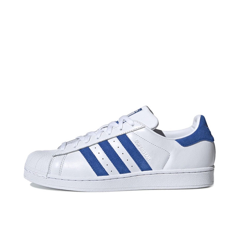 推荐商品：【宋雨琦同款】 adidas Originals Superstar 板鞋 轻便贝壳头薄底舒适百搭耐磨复古 Cloud White/Orange 白蓝/麂皮尾