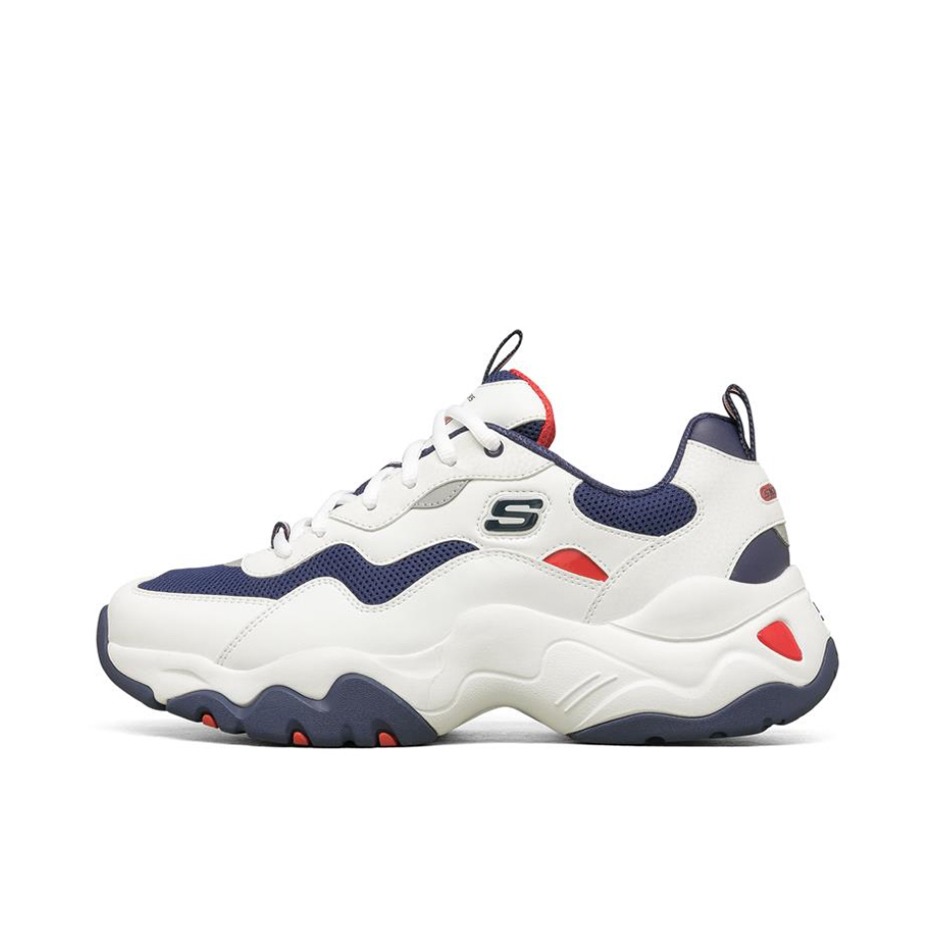 推荐商品：Skechers/斯凯奇  D'Lites 3.0  老爹鞋 熊猫鞋 复古厚底增高支撑 白色/海军蓝