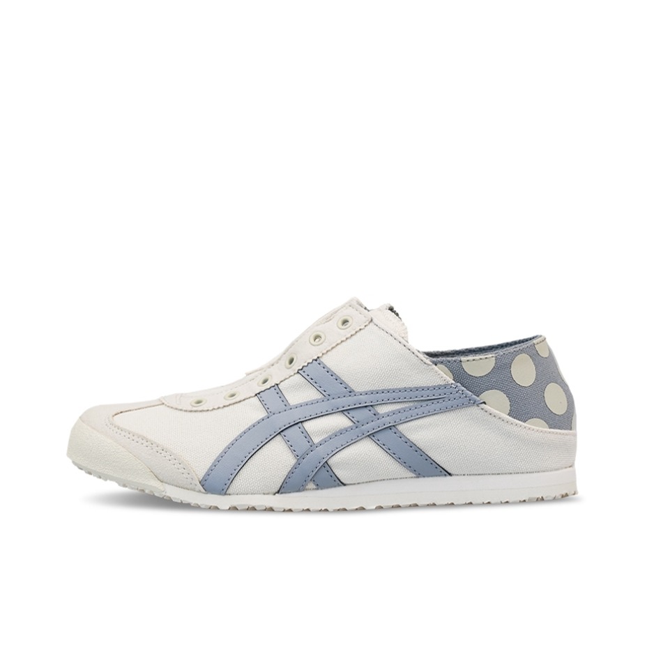 推荐商品：Onitsuka Tiger/鬼塚虎 Mexico 66 Slip-on 懒人鞋 德训鞋 运动休闲鞋 复古轻便透气一脚蹬舒适百搭 灰蓝波点