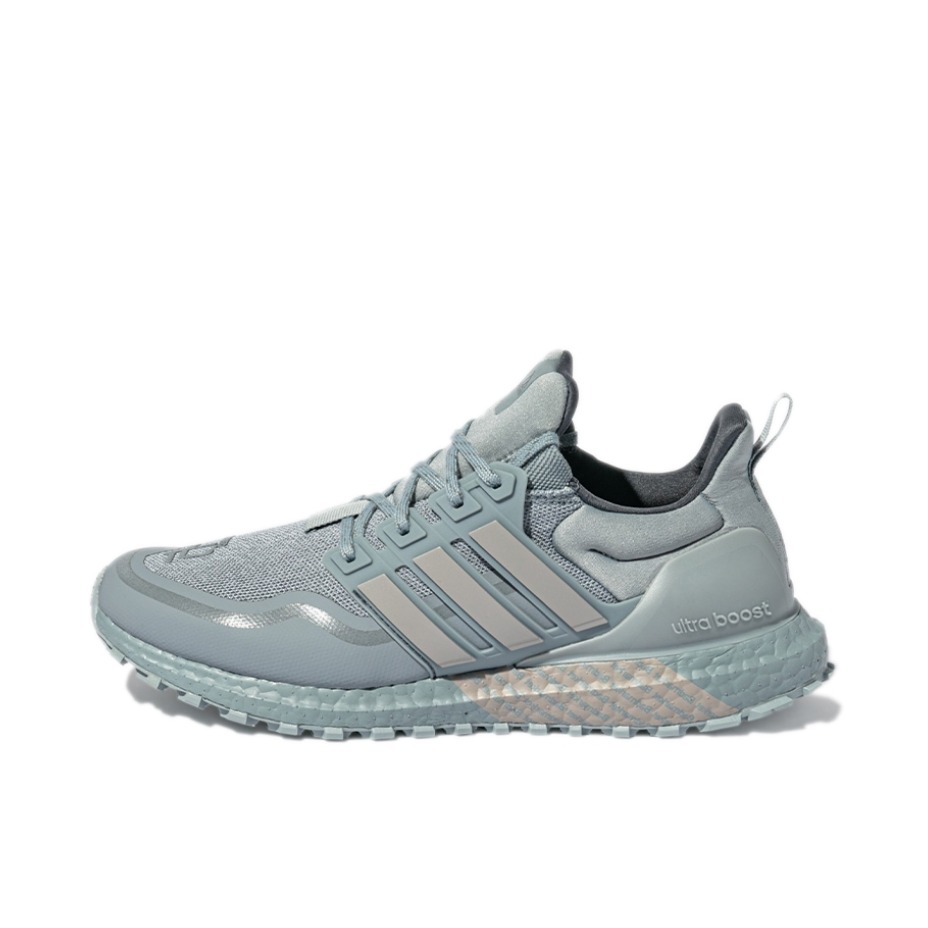 推荐商品：adidas Ultraboost 跑鞋 透气防滑耐磨缓震轻便休闲运动支撑织物减震防水抗扭转圆头 灰蓝