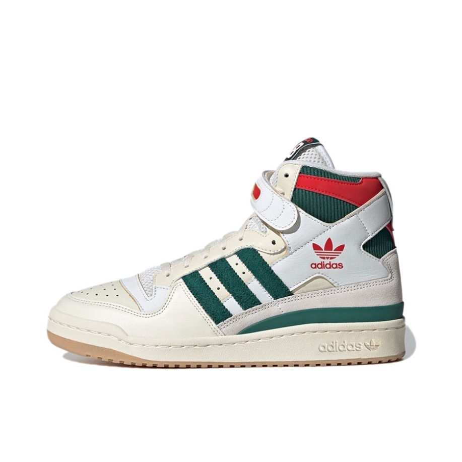 推荐商品：adidas Originals Forum 板鞋 轻便复古防滑时尚魔术贴篮球风薄底包裹性 Champions 白色/绿色/红色