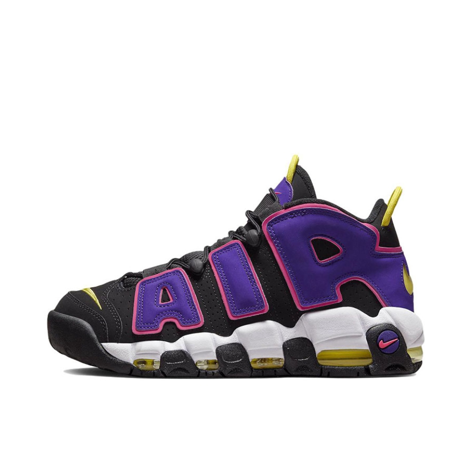 推荐商品：Nike Air More Uptempo 运动休闲鞋 缓震复古百搭防滑耐磨支撑圆头篮球风 黑色/紫色