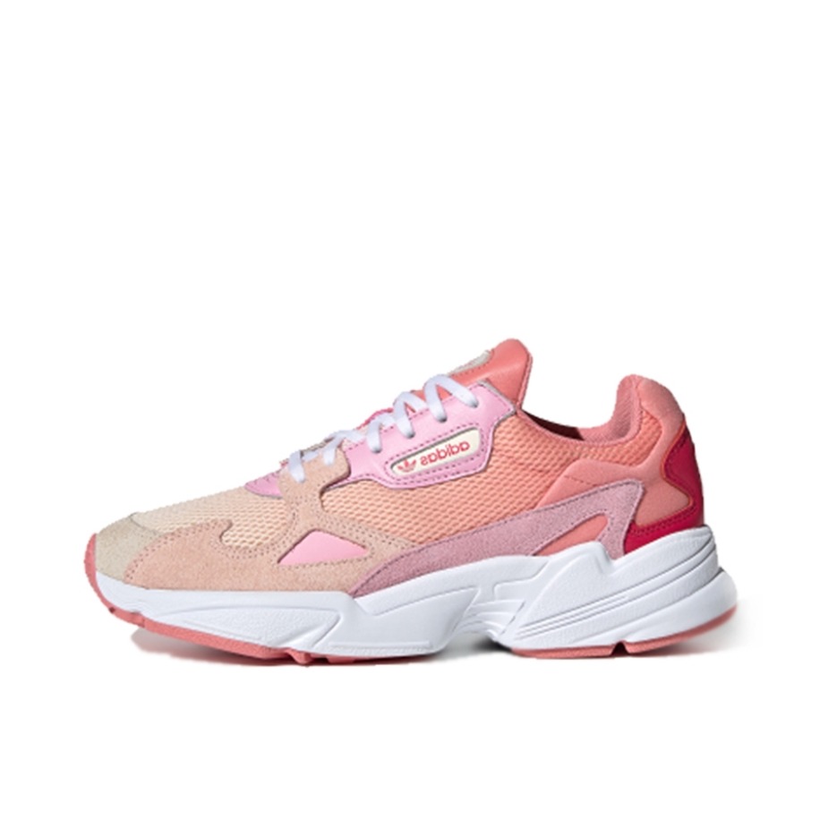 推荐商品：adidas Originals Falcon 轻便耐磨 舒适透气 复古 运动 休闲鞋 老爹鞋 White/LightPink 珊瑚粉
