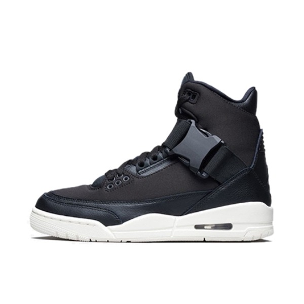 推荐商品：Air Jordan 3 运动休闲鞋 潮流复古抓地支撑缓震合成革圆头 Black/Black-Sail 黑白绑带