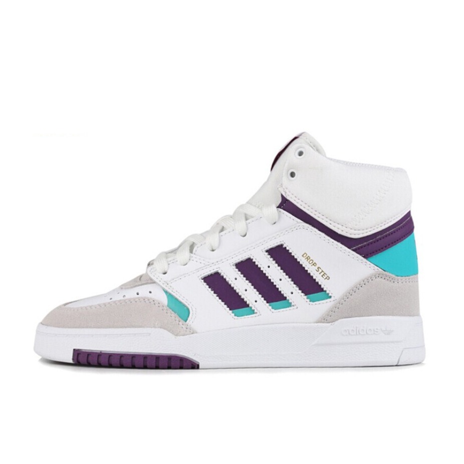 推荐商品：adidas Originals Drop Step 板鞋 复古耐磨透气舒适百搭 White/Purple/Green 白色/紫色/绿色
