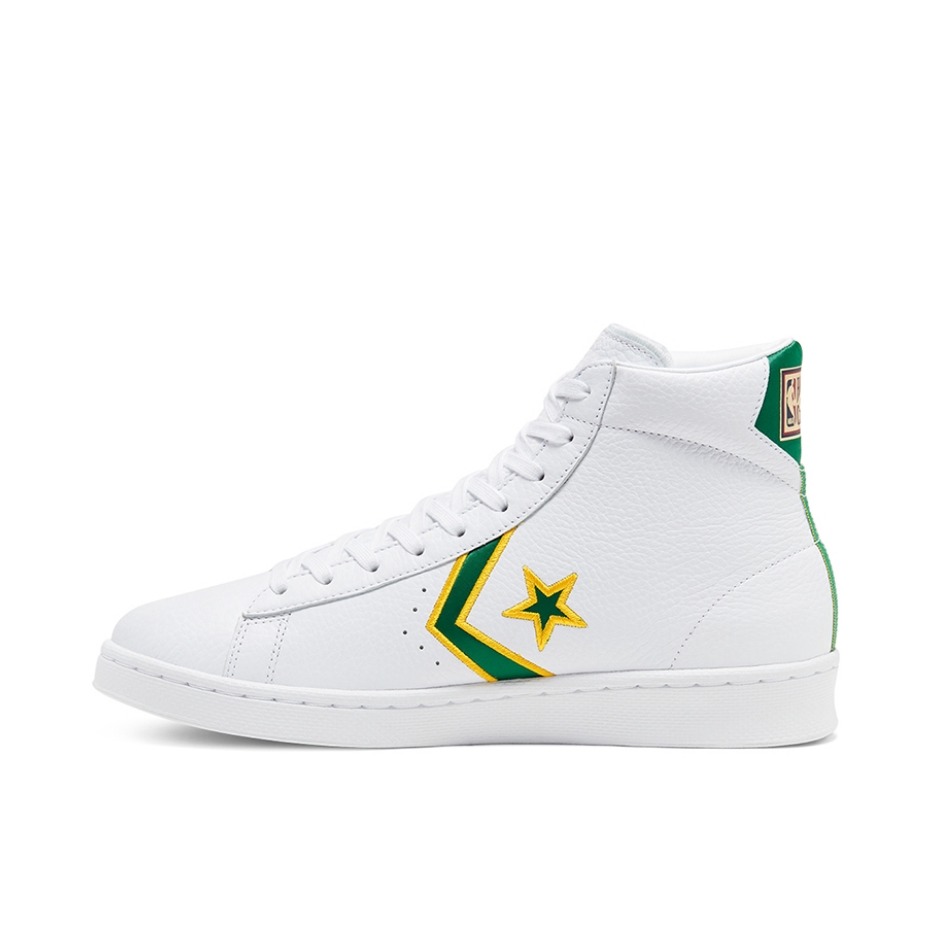 推荐商品：Converse/匡威 Pro Leather 复古 经典 防滑耐磨 运动 减震 板鞋 白绿黄Hi