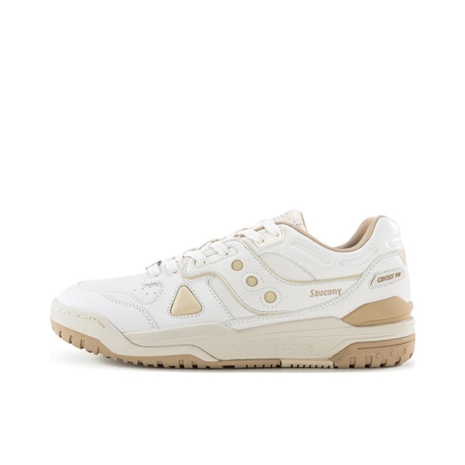 推荐商品：Saucony/索康尼 Cross 90 复古百搭 潮流 防滑耐磨 合成革 真皮 透气 增高 板鞋 运动休闲鞋 卡其色