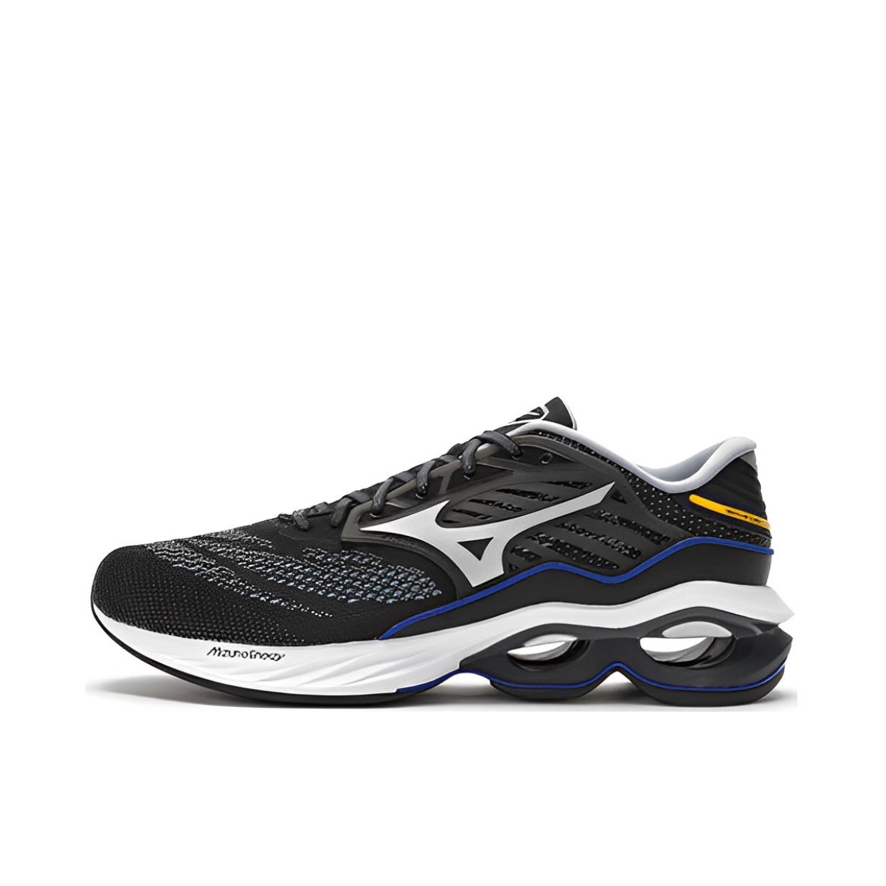 推荐商品：Mizuno/美津浓 Wave Creation 23 碳板 减震回弹 网面透气 复古时尚 织物 跑鞋 黑色/银色/黄色