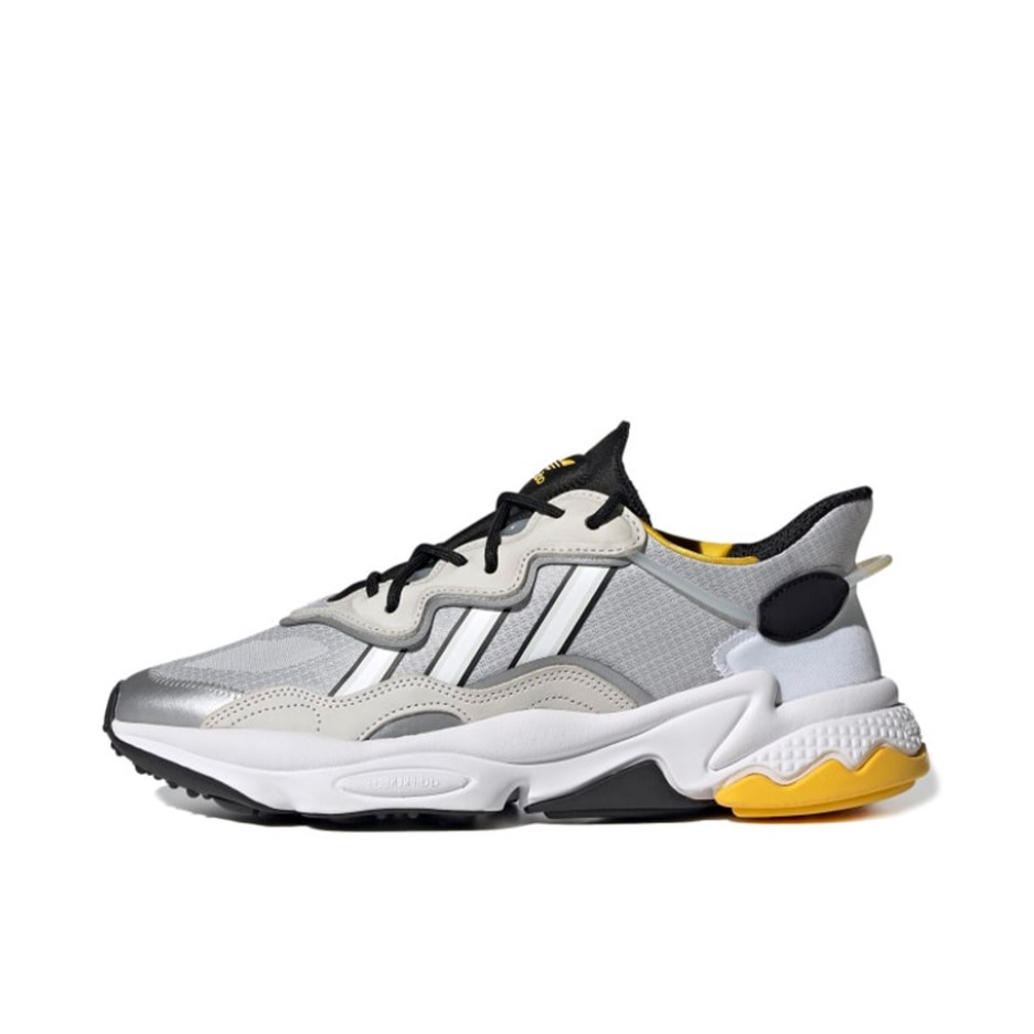 推荐商品：adidas Originals Ozweego 耐磨透气 百搭简约 舒适时尚 缓震 复古运动 网面 老爹鞋 Grey/Black/Yellow 浅灰/黑色/黄色