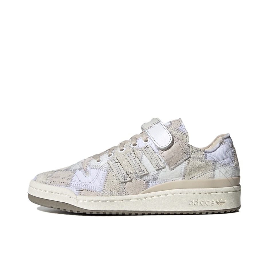 推荐商品：adidas Originals Forum 板鞋 轻便复古防滑时尚魔术贴篮球风薄底包裹性 RECOUTURE atmos联名/灰色/白色/拼接补丁
