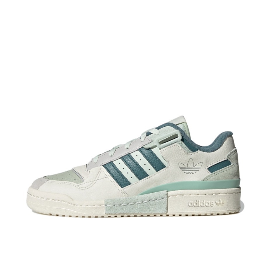 推荐商品：adidas Originals Forum Exhibit 板鞋 街头经典拼接耐磨防滑复古包裹性 白色/浅绿色