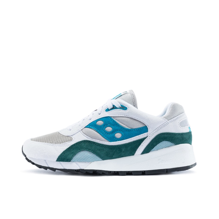 推荐商品：Saucony/索康尼 Shadow 6000 经典复古 防滑耐磨 舒适休闲 透气 防水 织物 运动 跑鞋 白色/蓝色/绿色