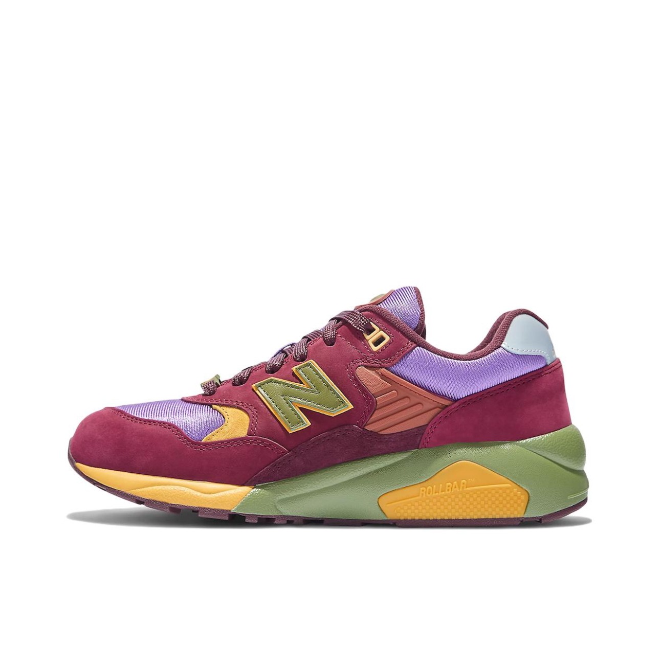 推荐商品：New Balance 580 潮流复古 减震防滑 轻便透气 耐磨 舒适 织物 低帮百搭 运动休闲鞋 Stray Rats联名/酒红/淡紫
