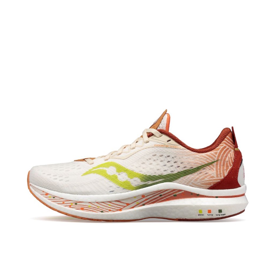 推荐商品：Saucony/索康尼 Endorphin Speed 啡速 2 碳板 比赛竞速 减震透气 防滑耐磨 织物 合成革 支撑 马拉松 跑鞋 白橘色