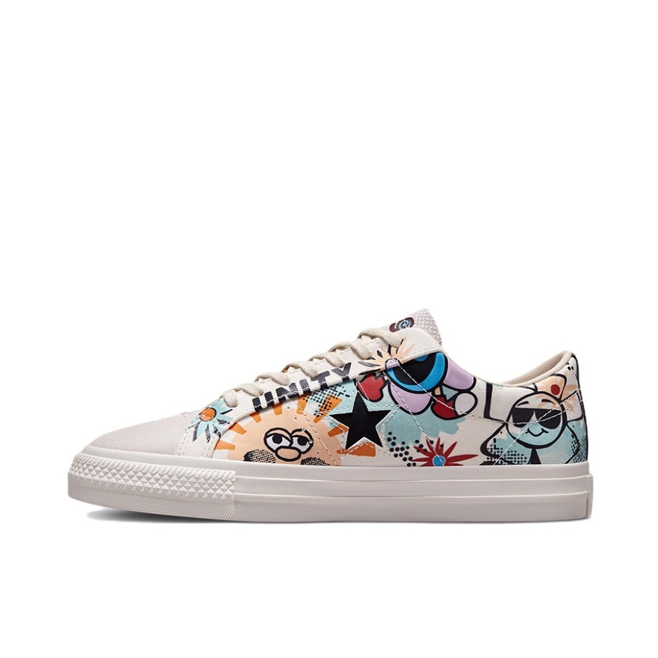 推荐商品：Converse/匡威 One Star 翻毛皮 防滑 复古 星星鞋 板鞋 灰橙/花卉印花