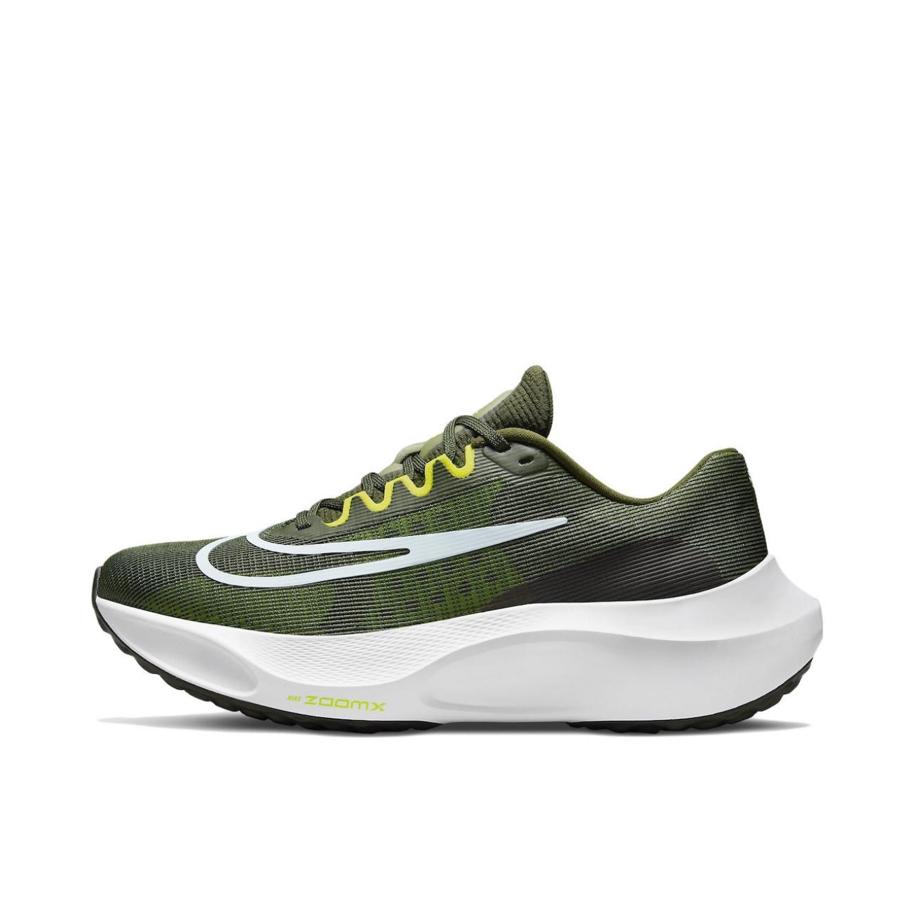 推荐商品：Nike Zoom Fly 5 跑鞋 稳定泡棉碳板舒适缓震防滑耐磨网布透气支撑回弹织物马拉松训练长跑 橄榄绿