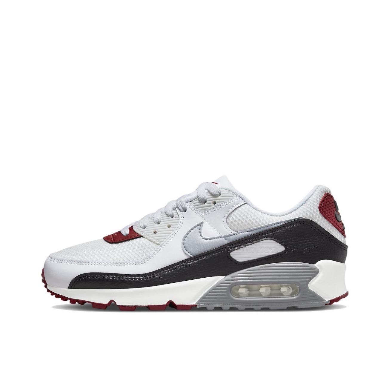推荐商品：Nike Air Max 90 跑鞋 气垫合成革缓震透气复古增高圆头贴合拼接 白色/黑色/深酒红