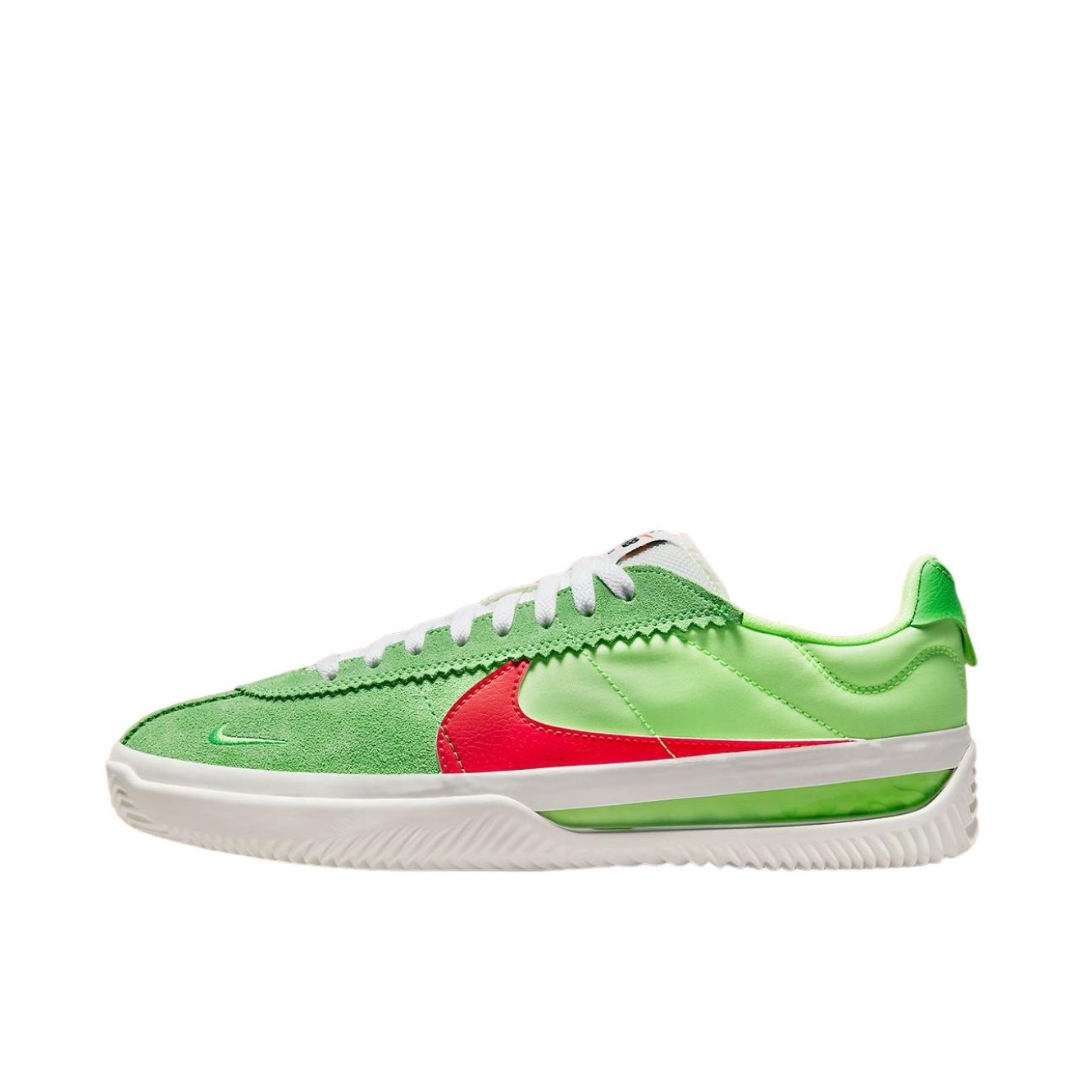 推荐商品：Nike BRSB 运动休闲鞋 潮流复古轻便透气缓震耐磨防滑织物翻毛皮 柠檬绿
