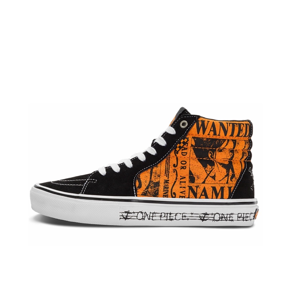 推荐商品：Vans/范斯 SK8-Hi 板鞋 潮流经典拼接复古街头厚底 航海王联名/娜美/橙色