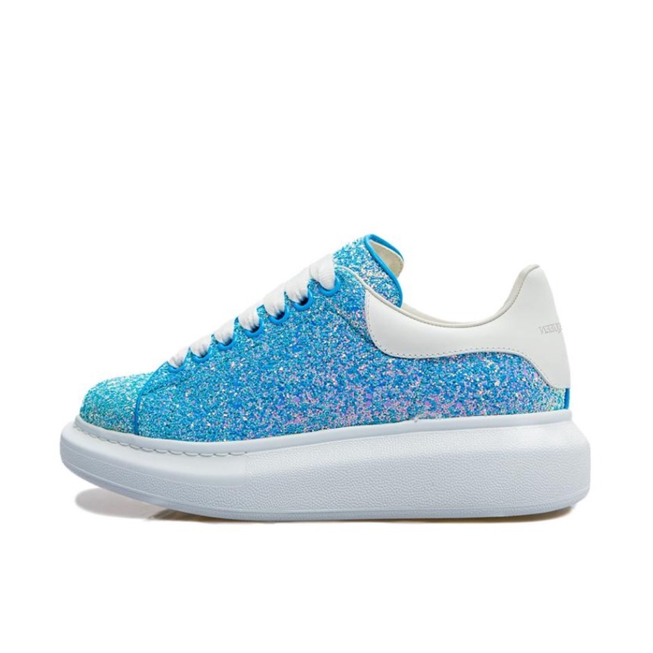推荐商品：Alexander McQueen/亚历山大麦昆 舒适 耐磨 圆头 皮革 增高 防水 厚底鞋 运动休闲鞋 天蓝