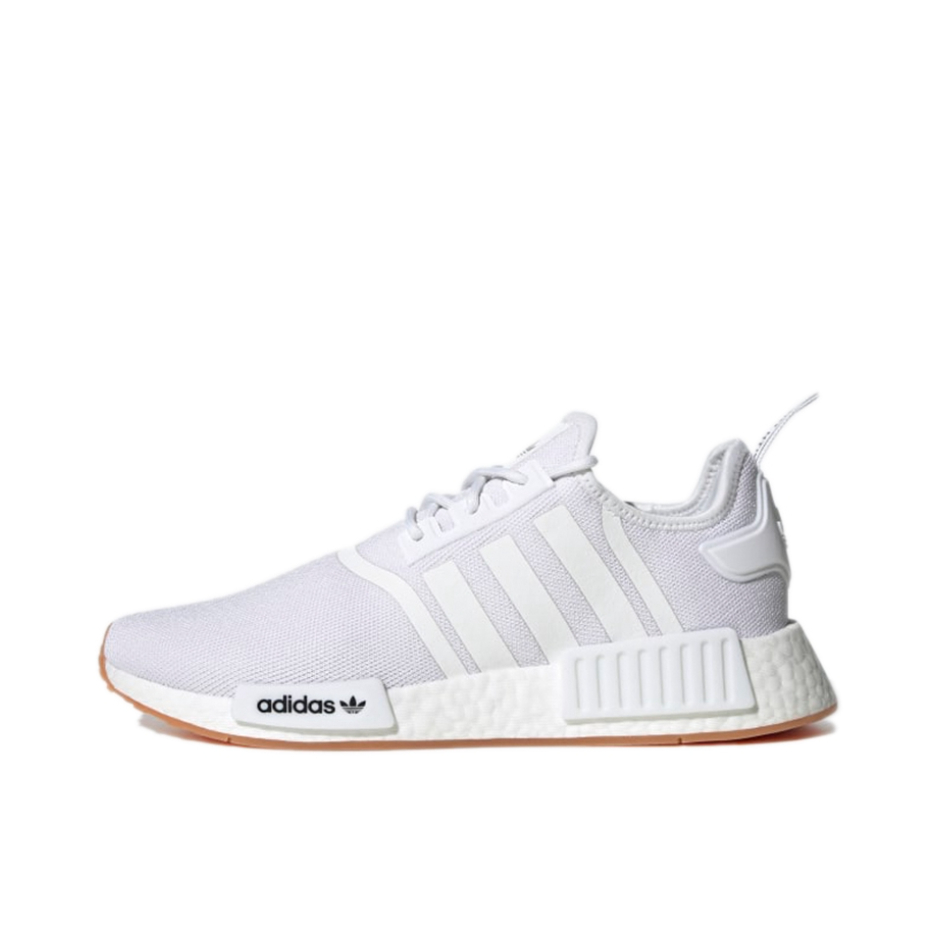 推荐商品：adidas Originals NMD R1 BOOST 织物 轻便透气 缓震 低帮 运动休闲鞋 白色/黄底