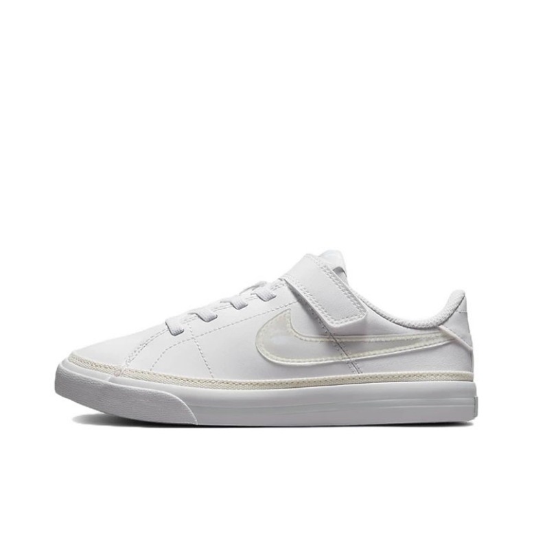 推荐商品：Nike Court Legacy 魔术贴 时尚潮流 轻便透气 舒适减震 防滑耐磨 板鞋儿童 小童/白色/奶黄