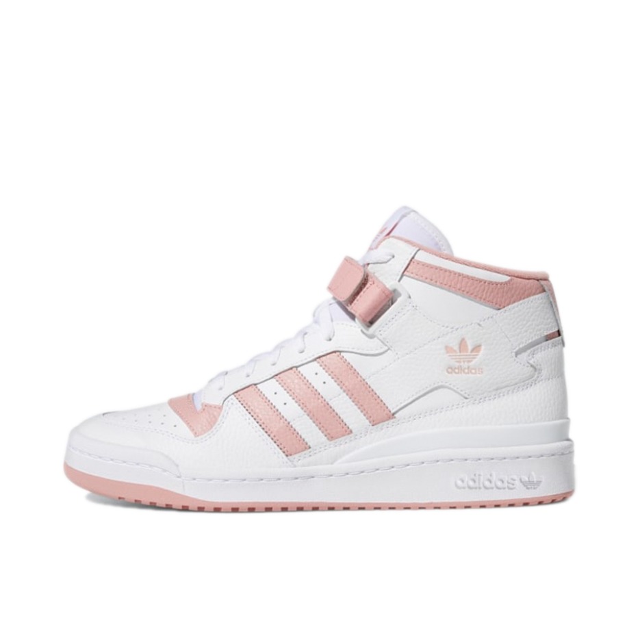 推荐商品：adidas Originals Forum 板鞋 轻便复古防滑时尚魔术贴篮球风薄底包裹性 中帮/白色/粉色
