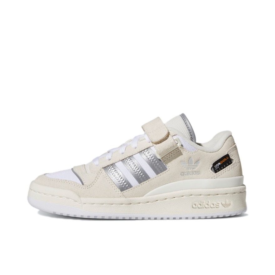 推荐商品：adidas Originals Forum 板鞋 轻便复古防滑时尚魔术贴篮球风薄底包裹性 米色/白色