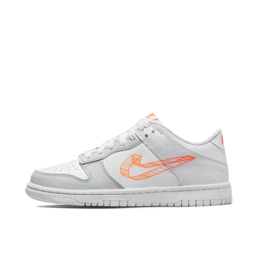 推荐商品：Nike Dunk 板鞋 经典复古百搭 3D Swoosh 大童/灰色/白色/橙色