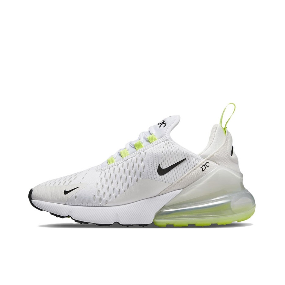 推荐商品：Nike Air Max 270 气垫缓震 轻便透气 耐磨 时尚复古 舒适百搭 防滑 支撑 防水 织物 跑鞋 白绿