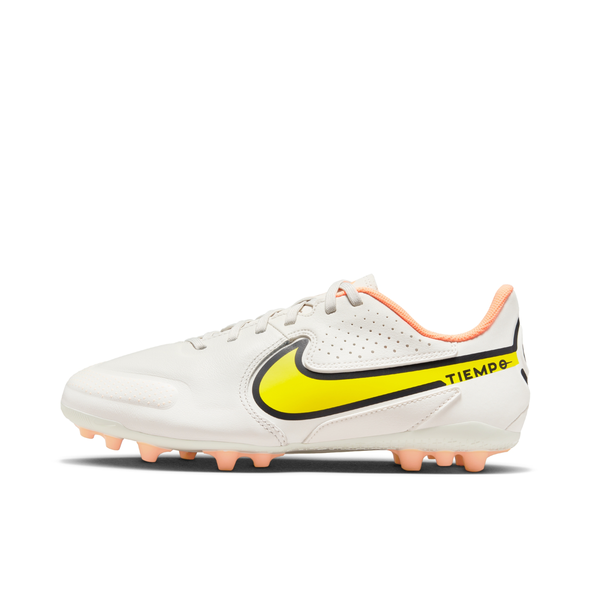 推荐商品：Nike Tiempo Legend 9 Academy AG 入门 胶质短钉 人造草地 抗冲击防滑耐磨圆头 足球鞋 GS/白色/亮黄