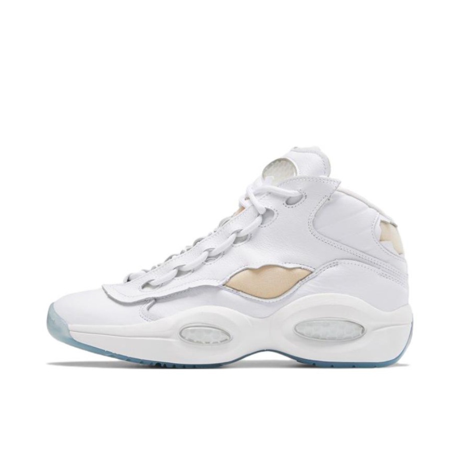 推荐商品：Reebok/锐步 Question 复古 减震 防滑耐磨 实战 透气 运动 包裹性 篮球鞋 Maison Margiela联名/白色/杏色/冰蓝