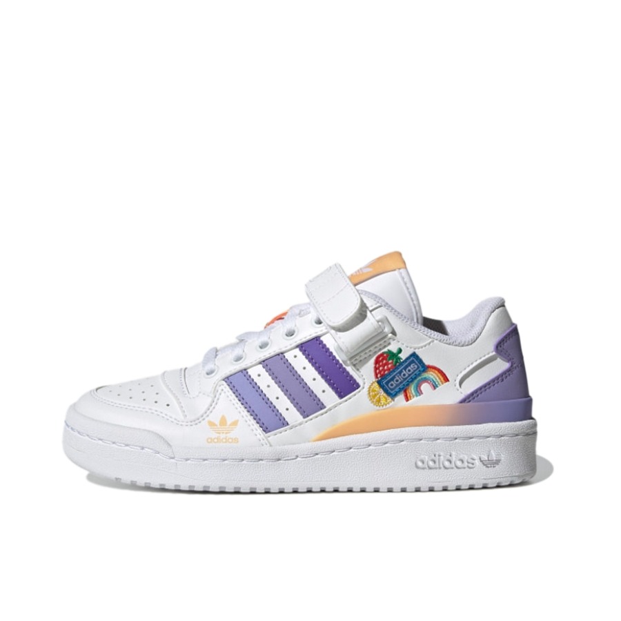 推荐商品：adidas Originals Forum 板鞋 轻便复古防滑时尚魔术贴篮球风薄底包裹性 GS/白色/紫色