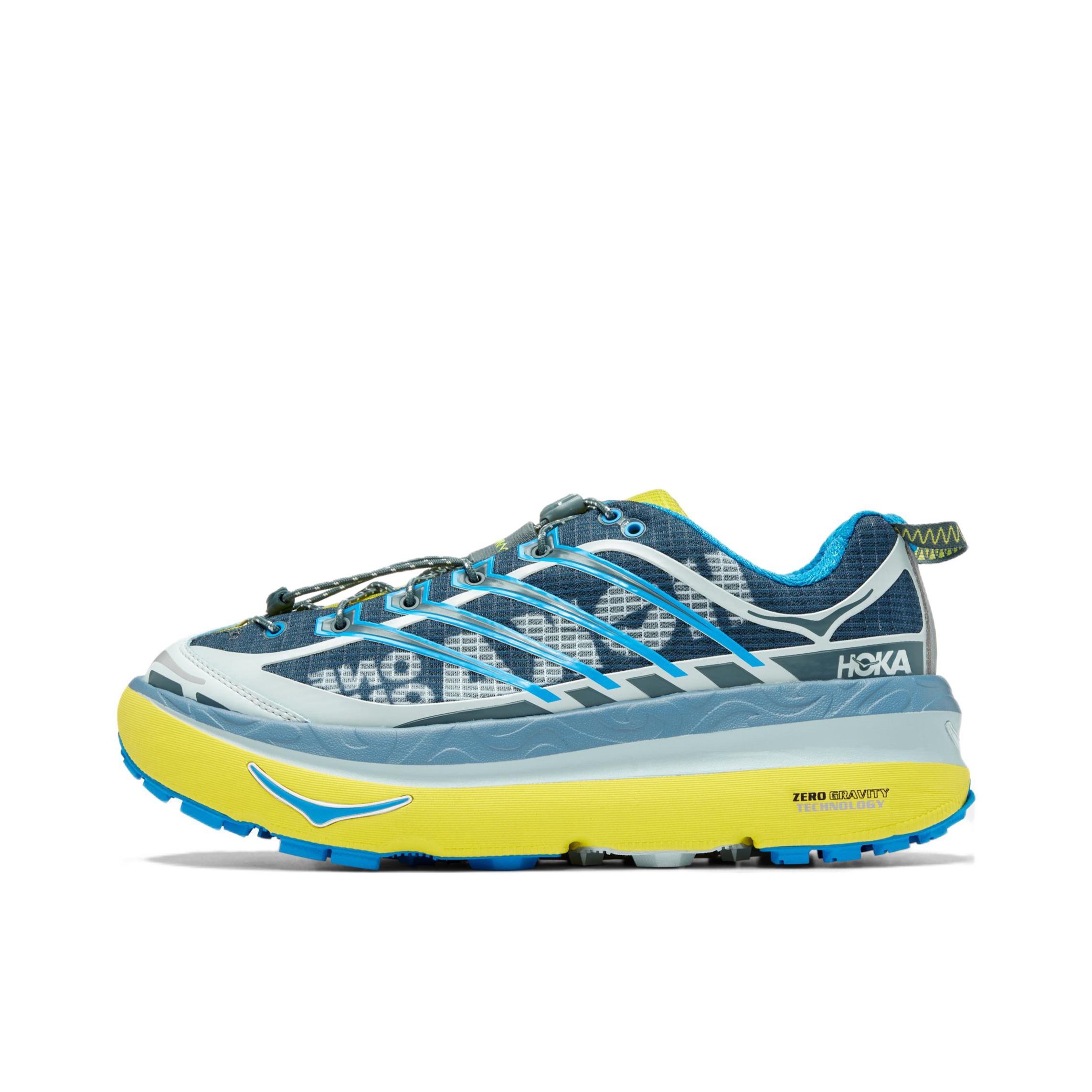 推荐商品：HOKA ONE ONE Mafate OG 缓冲支撑 缓震回弹 织物增高 户外休闲鞋 精灵灰/蓝色