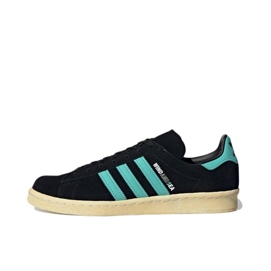 推荐商品：adidas originals Campus 80s 板鞋 复古减震透气防滑轻便休闲舒适耐磨低帮时尚潮流 Atmos联名/黑色/青色