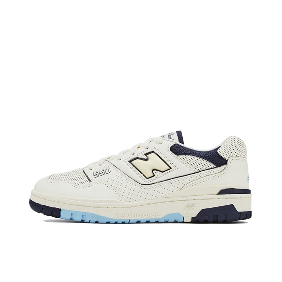 推荐商品：New Balance 550 复古 舒适 百搭 减震透气 防滑耐磨 潮流 运动休闲鞋 Rich Paul联名/奶白色/蓝色/黑色