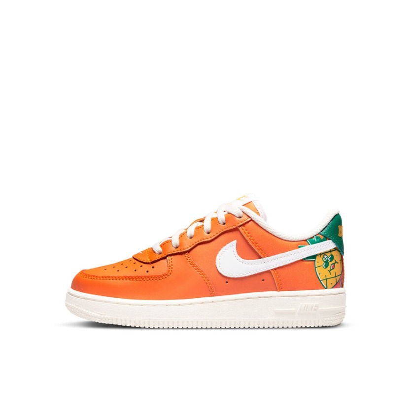 推荐商品：Nike Air Force 1 板鞋儿童 透气舒适防滑耐磨轻便休闲 小童/岩浆橘/白色