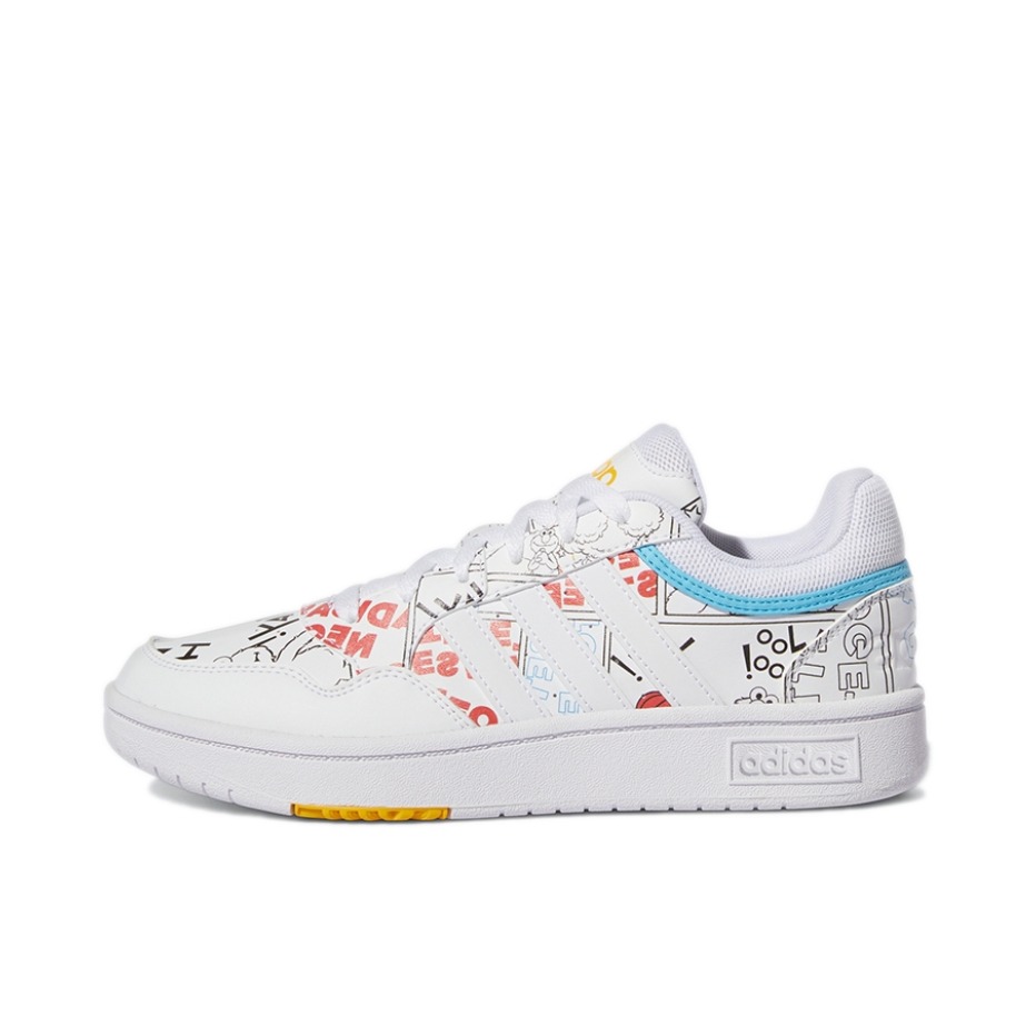 推荐商品：adidas Neo Hoops 3.0 板鞋 防滑耐磨舒适轻便复古百搭时尚 涂鸦/白色/浅蓝