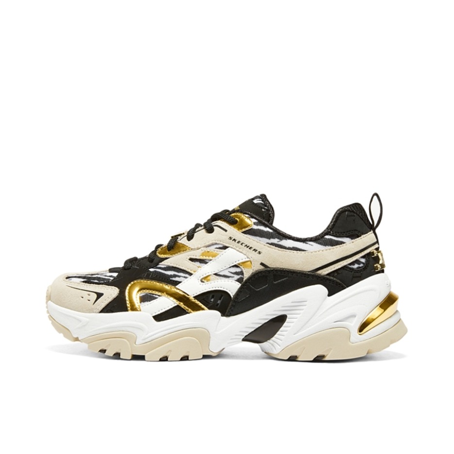 推荐商品：Skechers/斯凯奇  Stamina V2  机甲鞋二代  老爹鞋 跑步鞋 机能风绑带厚底增高缓震轻便  自然色/黑色/金色
