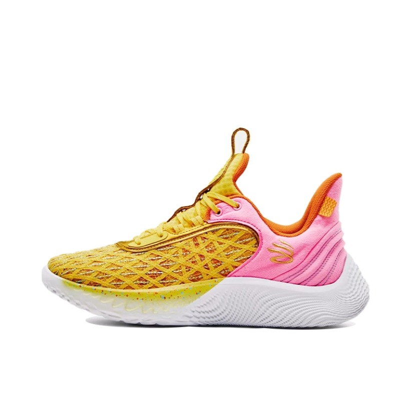 推荐商品：Under Armour/安德玛 Curry 9 缓震 防滑耐磨 网面轻质 圆头 回弹 实战 篮球鞋 芝麻街联名/GS/白色/黄色/粉色