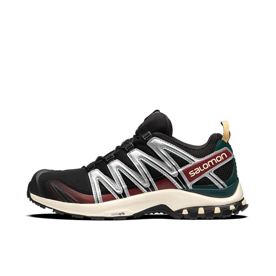 推荐商品：Salomon/萨洛蒙 XA Pro 3D 户外鞋 徒步鞋 越野跑鞋 防滑耐磨防水包裹性稳定支撑织物网布抓地 银色/深红/黑色