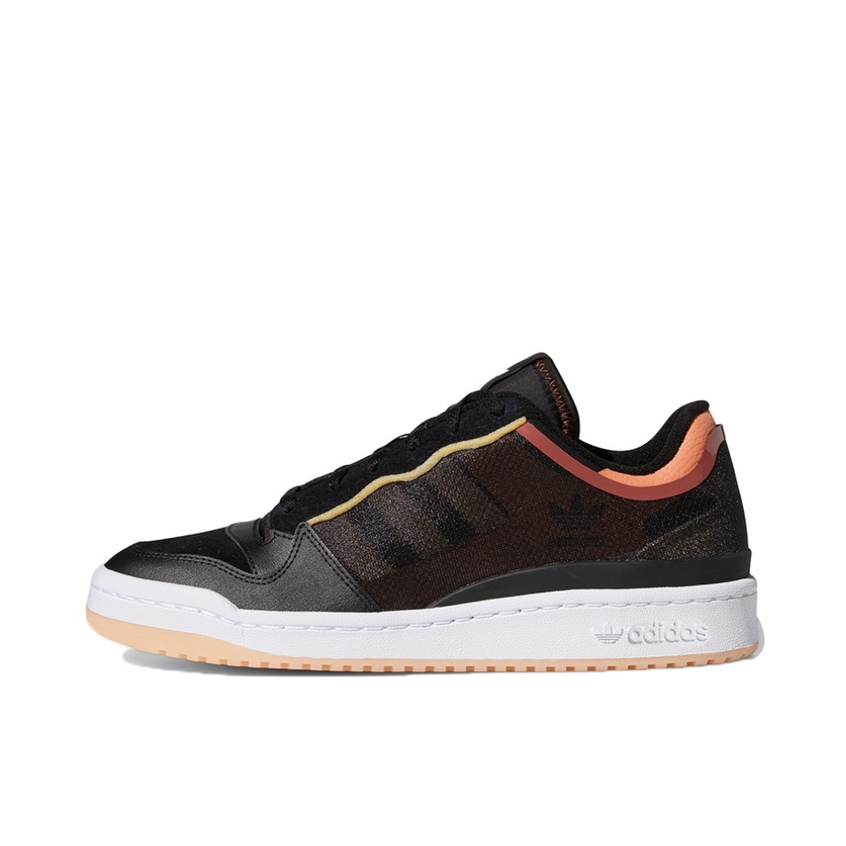 推荐商品：adidas Originals Forum 板鞋 轻便复古防滑时尚魔术贴篮球风薄底包裹性 黑色/橘棕/鹅黄
